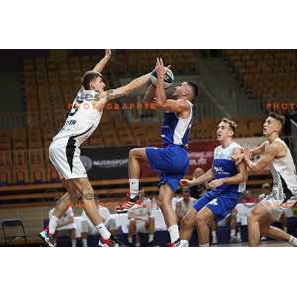 in action during Nova KBM league basketball match between Nutrispoint Ilirija and Sentjur in Tivoli Hall, Ljubljana, Slovenia on October 18, 2021