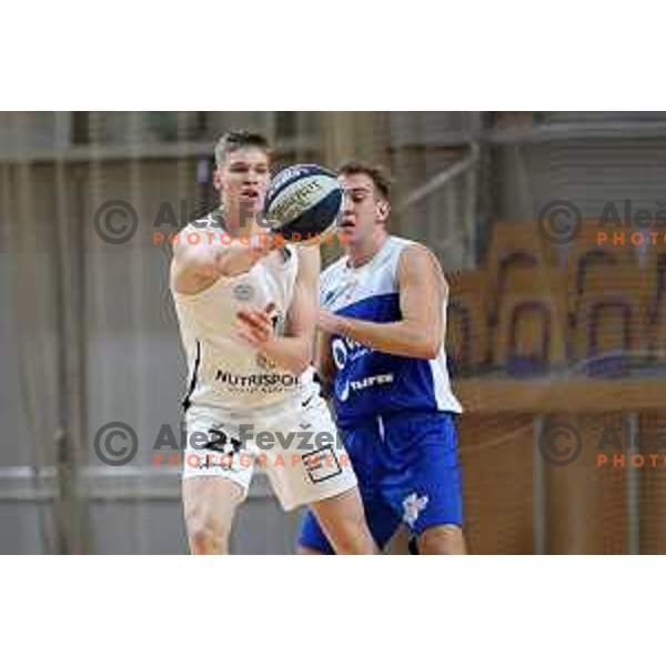 Sasa Ciani in action during Nova KBM league basketball match between Nutrispoint Ilirija and Sentjur in Tivoli Hall, Ljubljana, Slovenia on October 18, 2021
