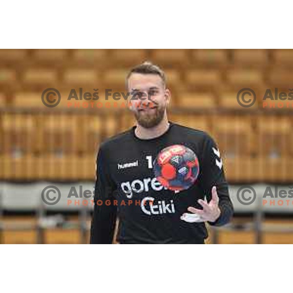 Aljaz Pajntar warms-up before EHF European league match between Gorenje Velenje and Magdeburg in Velenje, Slovenia on October 19, 2021