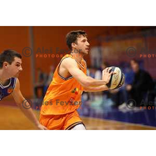 in action during Nova KBM league basketball match between Helios Suns and Zlatorog Lasko in Domzale, Slovenia on October 17, 2021