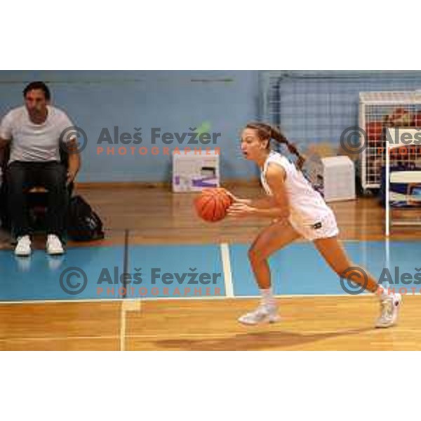 action during 1.SKL women basketball match between Jezica and Cinkarna Celje in Ljubljana, Slovenia on October 9, 2021