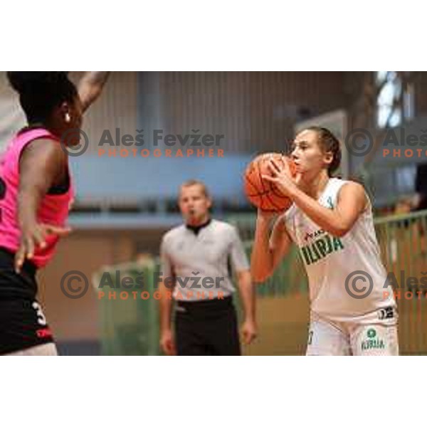 action during 1.SKL women basketball match between Jezica and Cinkarna Celje in Ljubljana, Slovenia on October 9, 2021