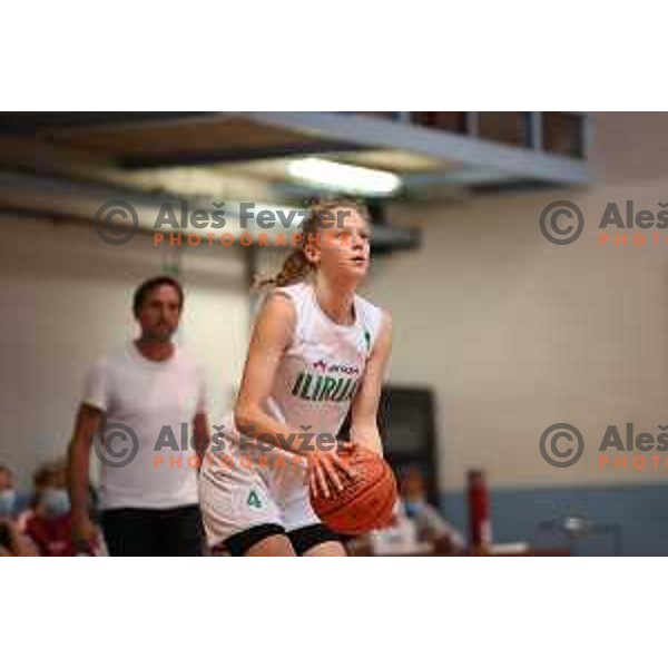 action during 1.SKL women basketball match between Jezica and Cinkarna Celje in Ljubljana, Slovenia on October 9, 2021