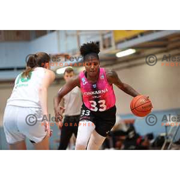 action during 1.SKL women basketball match between Jezica and Cinkarna Celje in Ljubljana, Slovenia on October 9, 2021