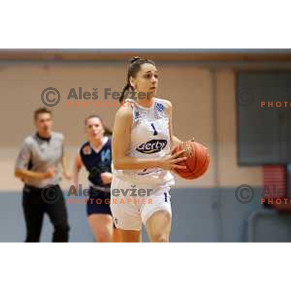 Manca Marolt in action during 1.SKL women basketball match between Derby Jezica and Pro-bit Konjice, Slovenia on October 9, 2021 