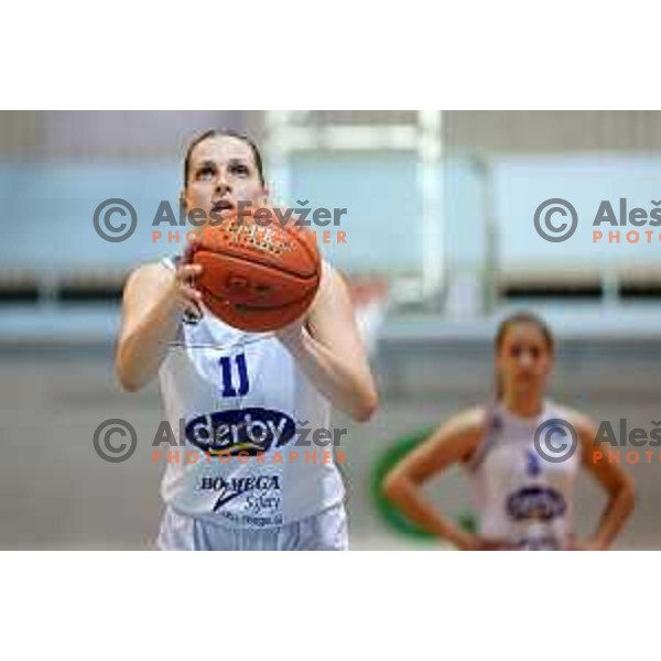 action during 1.SKL women basketball match between Derby Jezica and Pro-bit Konjice, Slovenia on October 9, 2021