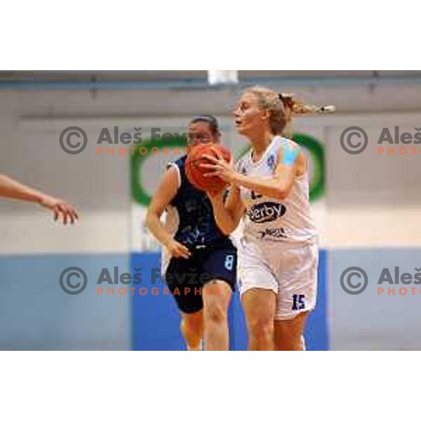 action during 1.SKL women basketball match between Derby Jezica and Pro-bit Konjice, Slovenia on October 9, 2021