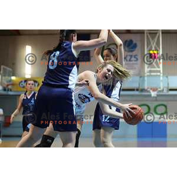 action during 1.SKL women basketball match between Derby Jezica and Pro-bit Konjice, Slovenia on October 9, 2021