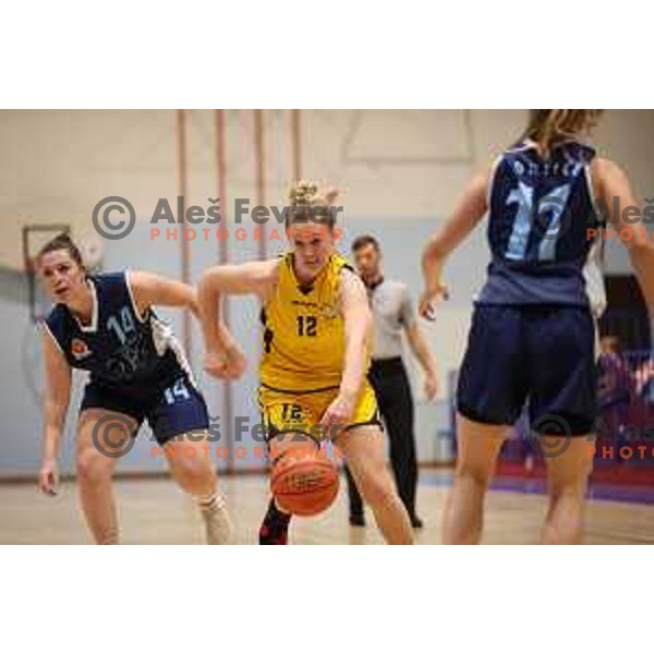 action during 1.SKL women basketball match between Domzale and Pro bit Konjice in Domzale, Slovenia on October 2, 2021