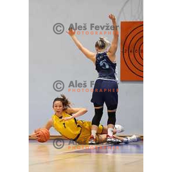 action during 1.SKL women basketball match between Domzale and Pro bit Konjice in Domzale, Slovenia on October 2, 2021
