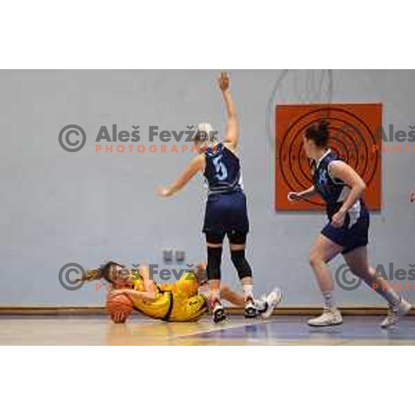 action during 1.SKL women basketball match between Domzale and Pro bit Konjice in Domzale, Slovenia on October 2, 2021