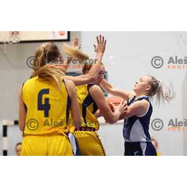 action during 1.SKL women basketball match between Domzale and Pro bit Konjice in Domzale, Slovenia on October 2, 2021