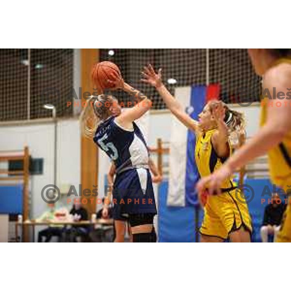 action during 1.SKL women basketball match between Domzale and Pro bit Konjice in Domzale, Slovenia on October 2, 2021