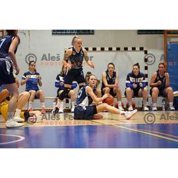 action during 1.SKL women basketball match between Domzale and Pro bit Konjice in Domzale, Slovenia on October 2, 2021