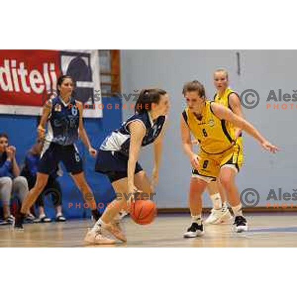 action during 1.SKL women basketball match between Domzale and Pro bit Konjice in Domzale, Slovenia on October 2, 2021