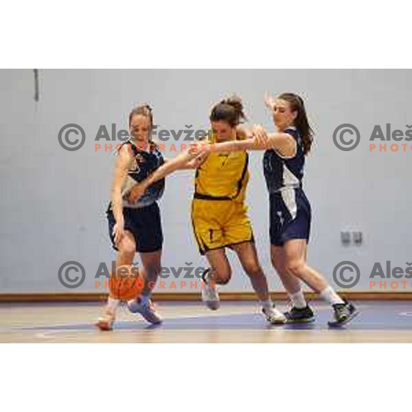 action during 1.SKL women basketball match between Domzale and Pro bit Konjice in Domzale, Slovenia on October 2, 2021