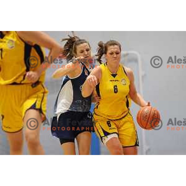action during 1.SKL women basketball match between Domzale and Pro bit Konjice in Domzale, Slovenia on October 2, 2021