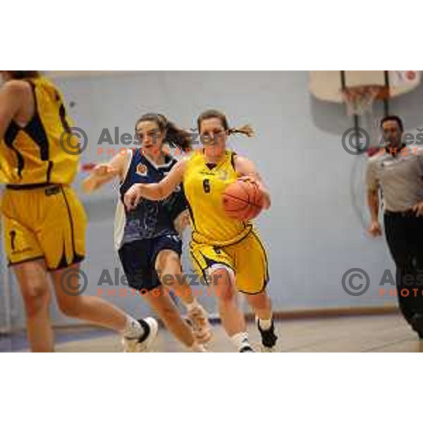 action during 1.SKL women basketball match between Domzale and Pro bit Konjice in Domzale, Slovenia on October 2, 2021