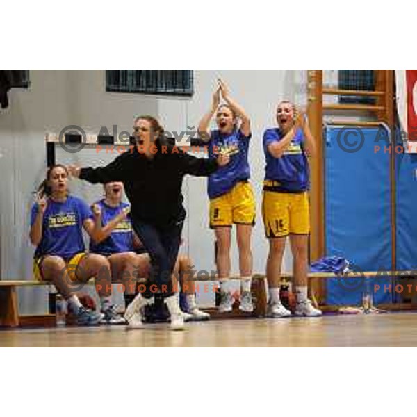 action during 1.SKL women basketball match between Domzale and Pro bit Konjice in Domzale, Slovenia on October 2, 2021