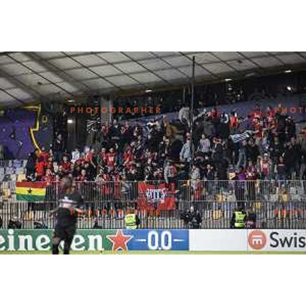 Fans of Stade Rennais FC in action during UEFA Europa Conference League football match between NS Mura and Stade Rennais FC in Ljudski vrt, Maribor, Slovenia on October 21, 2021