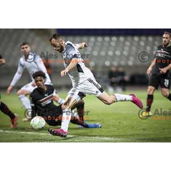 Ziga Kous in action during UEFA Europa Conference League football match between NS Mura and Stade Rennais FC in Ljudski vrt, Maribor, Slovenia on October 21, 2021