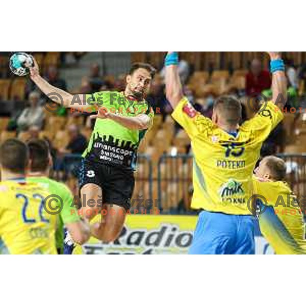 Darko Cingesar in action during 1.NLB leasing league handball match between Celje PL and Loka in Celje, Slovenia on Oktober 22, 2021