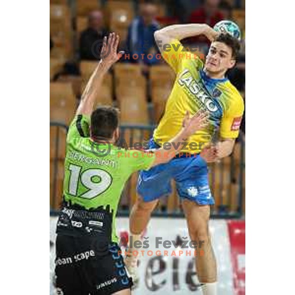 Ante Ivankovic in action during 1.NLB leasing league handball match between Celje PL and Loka in Celje, Slovenia on Oktober 22, 2021