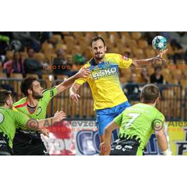 Stefan Terzic in action during 1.NLB leasing league handball match between Celje PL and Loka in Celje, Slovenia on Oktober 22, 2021