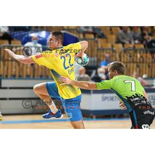 Radojica Cepic in action during 1.NLB leasing league handball match between Celje PL and Loka in Celje, Slovenia on Oktober 22, 2021