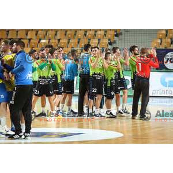 In action during 1.NLB leasing league handball match between Celje PL and Loka in Celje, Slovenia on Oktober 22, 2021