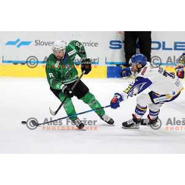 Daniel Wade Murphy of SZ Olimpija in action during IceHL match between SZ Olimpija and VSV Villach in Ljubljana, Slovenia on October 22, 2021