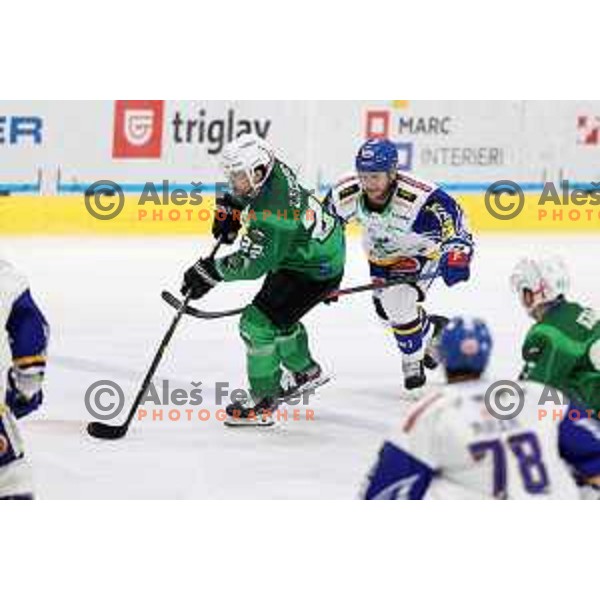 Guillaume Leclerc of SZ Olimpija in action during IceHL match between SZ Olimpija and VSV Villach in Ljubljana, Slovenia on October 22, 2021