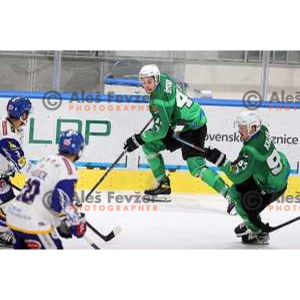 Jaka Sturm of SZ Olimpija in action during IceHL match between SZ Olimpija and VSV Villach in Ljubljana, Slovenia on October 22, 2021