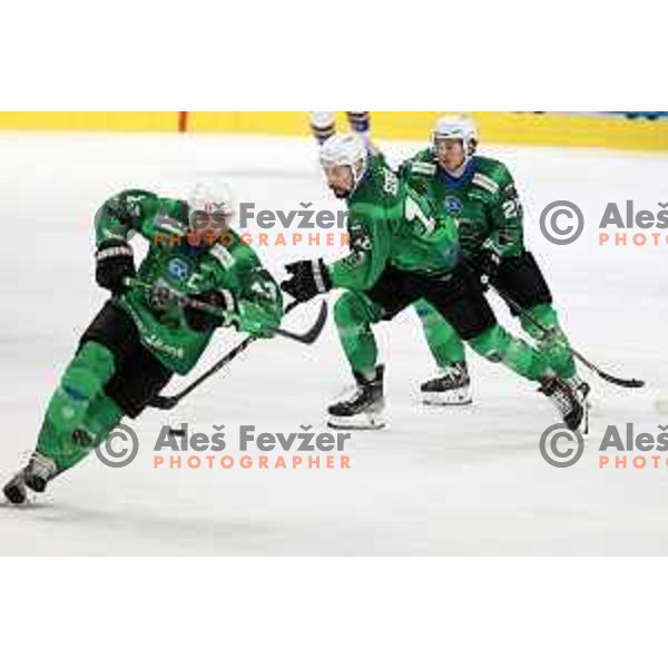 Nik Simsic of SZ Olimpija in action during IceHL match between SZ Olimpija and VSV Villach in Ljubljana, Slovenia on October 22, 2021