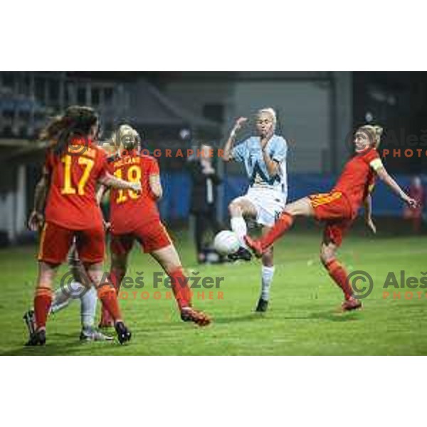 in action during UEFA Women\'s World Cup 2023 qualifiers football match between Slovenia and Wales in Sportni park Lendava, Slovenia on October 22, 2021. Photo: Jure Banfi/www.alesfevzer.com