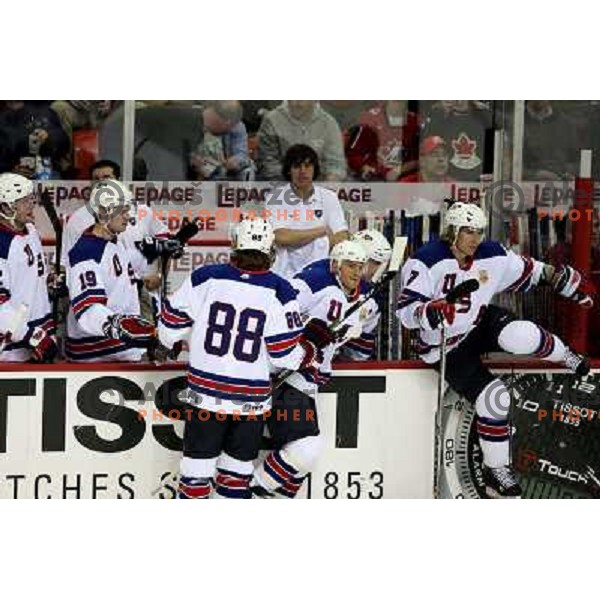 Team USA players at IIHF World championship 2008 preliminary round group B, played in Halifax, Nova Scotia, Canada May 2nd 2008. USA beat Latvia 4:0. Photo by Ales Fevzer 