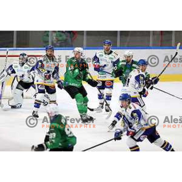 Jaka Sturm of SZ Olimpija in action during IceHL match between SZ Olimpija and VSV Villach in Ljubljana, Slovenia on October 22, 2021