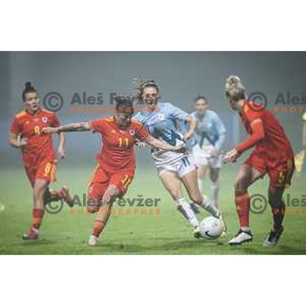 Lara Prasnikar in action during UEFA Women\'s World Cup 2023 qualifiers football match between Slovenia and Wales in Sportni park Lendava, Slovenia on October 22, 2021. Photo: Jure Banfi/www.alesfevzer.com