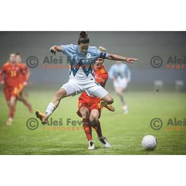 Mateja Zver in action during UEFA Women\'s World Cup 2023 qualifiers football match between Slovenia and Wales in Sportni park Lendava, Slovenia on October 22, 2021. Photo: Jure Banfi/www.alesfevzer.com