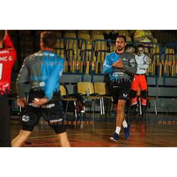 In action during 1.NLB leasing league handball match between Celje PL and Loka in Celje, Slovenia on Oktober 22, 2021