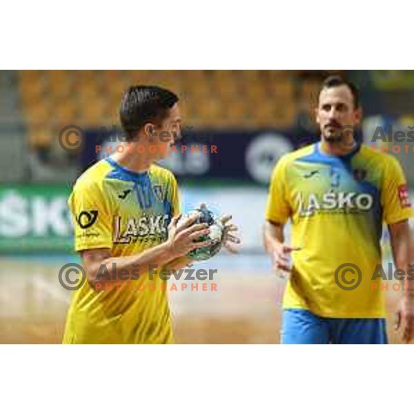 Tim Cokan in action during 1.NLB leasing league handball match between Celje PL and Loka in Celje, Slovenia on Oktober 22, 2021