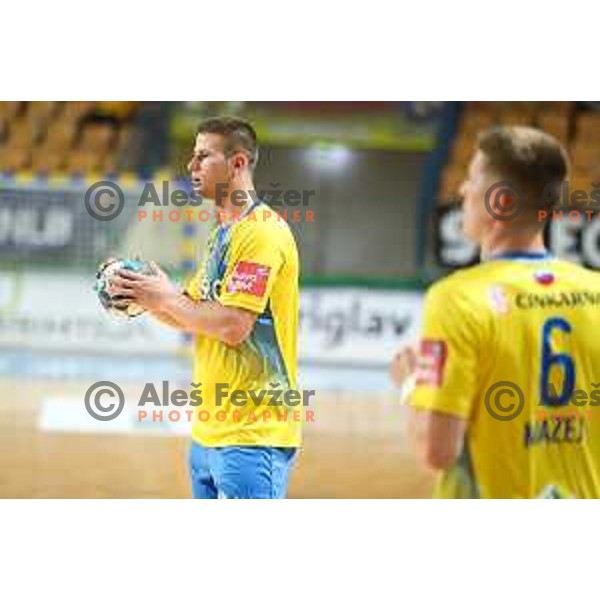 Radojica Cepic in action during 1.NLB leasing league handball match between Celje PL and Loka in Celje, Slovenia on Oktober 22, 2021