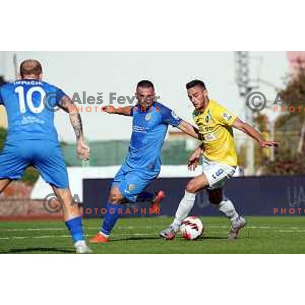 In action during Prva Liga Telemach football match between Bravo and Domzale in Ljubljana, Slovenia on October 23, 2021