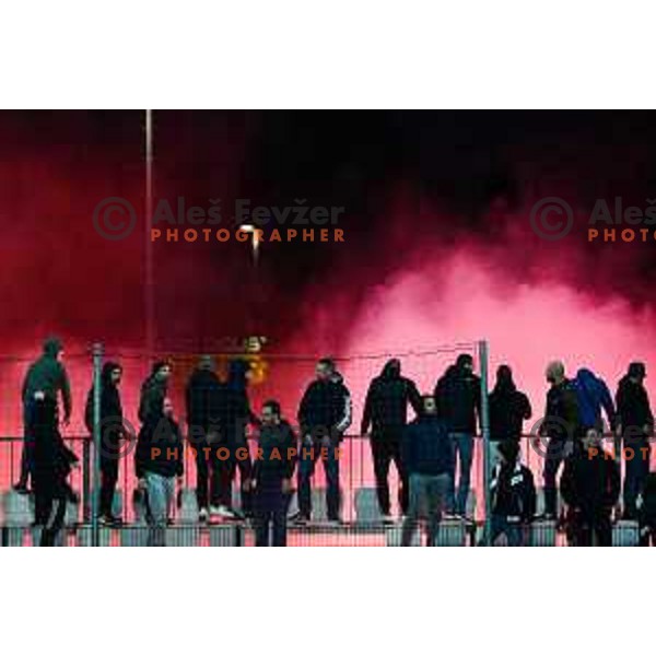 Fans of Olimpija In action during Prva Liga Telemach football match between Koper and Olimpija in Koper, Slovenia on October 23, 2021