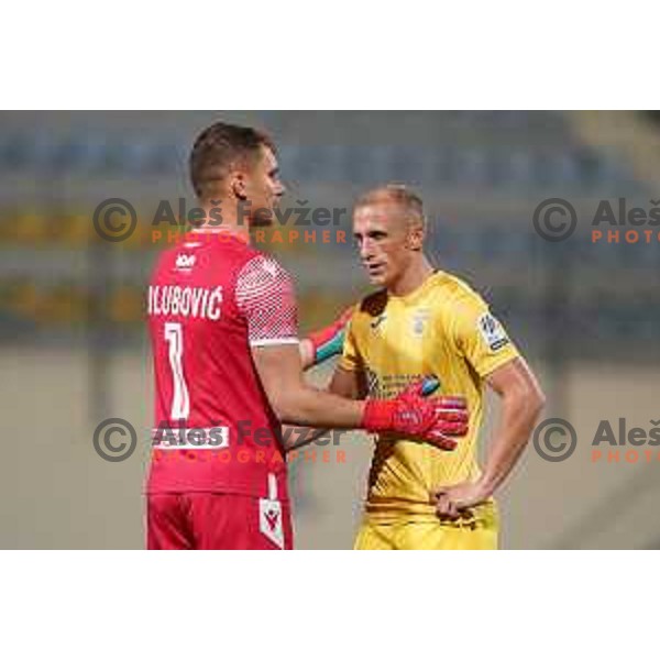 Adnan Golubovic and Zeni Husmani after Prva Liga Telemach football match between Domzale and Koper in Domzale, Slovenia on October 17, 2021