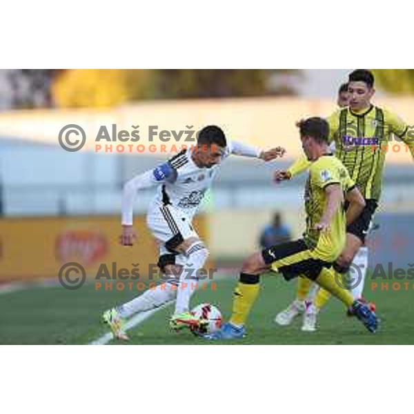 In action during Prva Liga Telemach football match between Kalcer Radomlje and Mura in Domzale, Slovenia on October 24, 2021