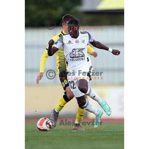 In action during Prva Liga Telemach football match between Kalcer Radomlje and Mura in Domzale, Slovenia on October 24, 2021
