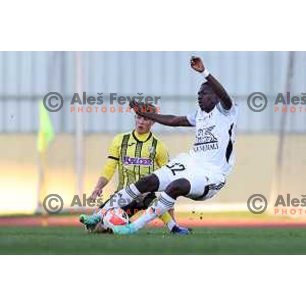 In action during Prva Liga Telemach football match between Kalcer Radomlje and Mura in Domzale, Slovenia on October 24, 2021