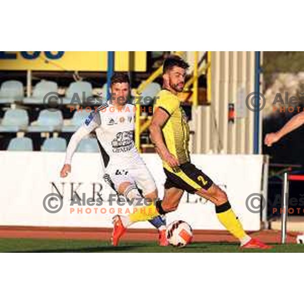 In action during Prva Liga Telemach football match between Kalcer Radomlje and Mura in Domzale, Slovenia on October 24, 2021