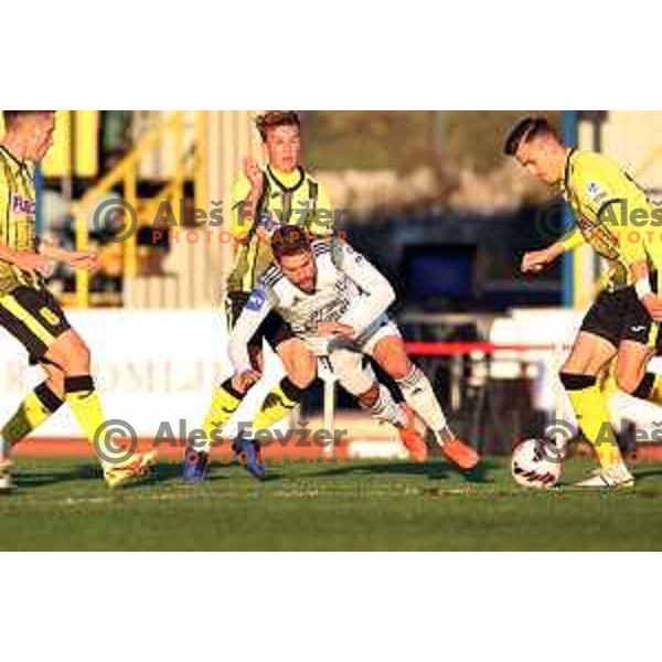 In action during Prva Liga Telemach football match between Kalcer Radomlje and Mura in Domzale, Slovenia on October 24, 2021